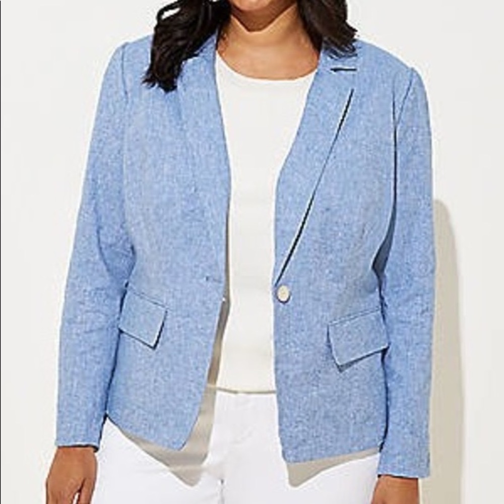 NWT LOFT Chambray Cropped Blazer Size 14 Plus